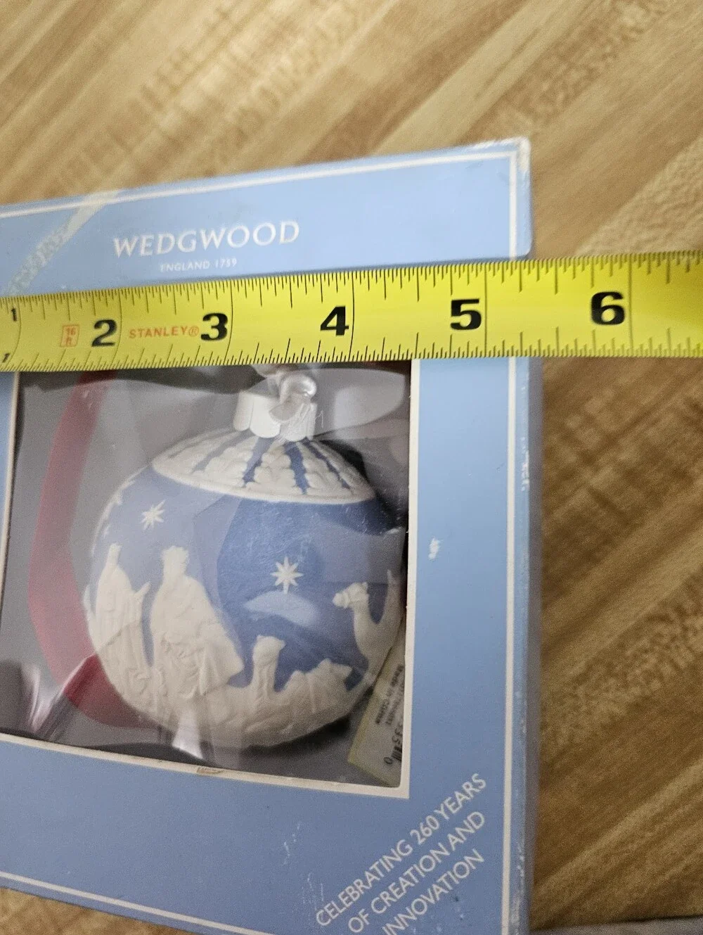 NWT Wedgwood 260th Anniversary 2019 Christmas Deer Bauble Ornament Blue White